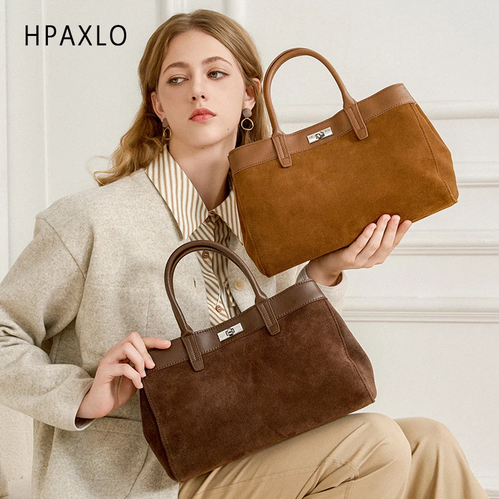 فريدة من نوعها حقيبة كتف من جلد الغزال عادية المرأة محفظة كروسبودي جلد طبيعي سعة كبيرة أنيق حمل حقيبة نسائية عالية الجودة Luxu #2