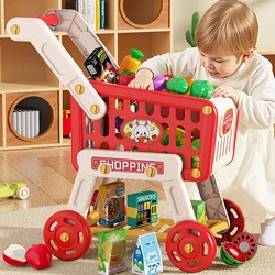 WizKidz Shopping Cart Toy for Kids Supermarket Trolley with Toy Food Accessories Pretend Play Kitchen Games for Toddlers Ages 3+