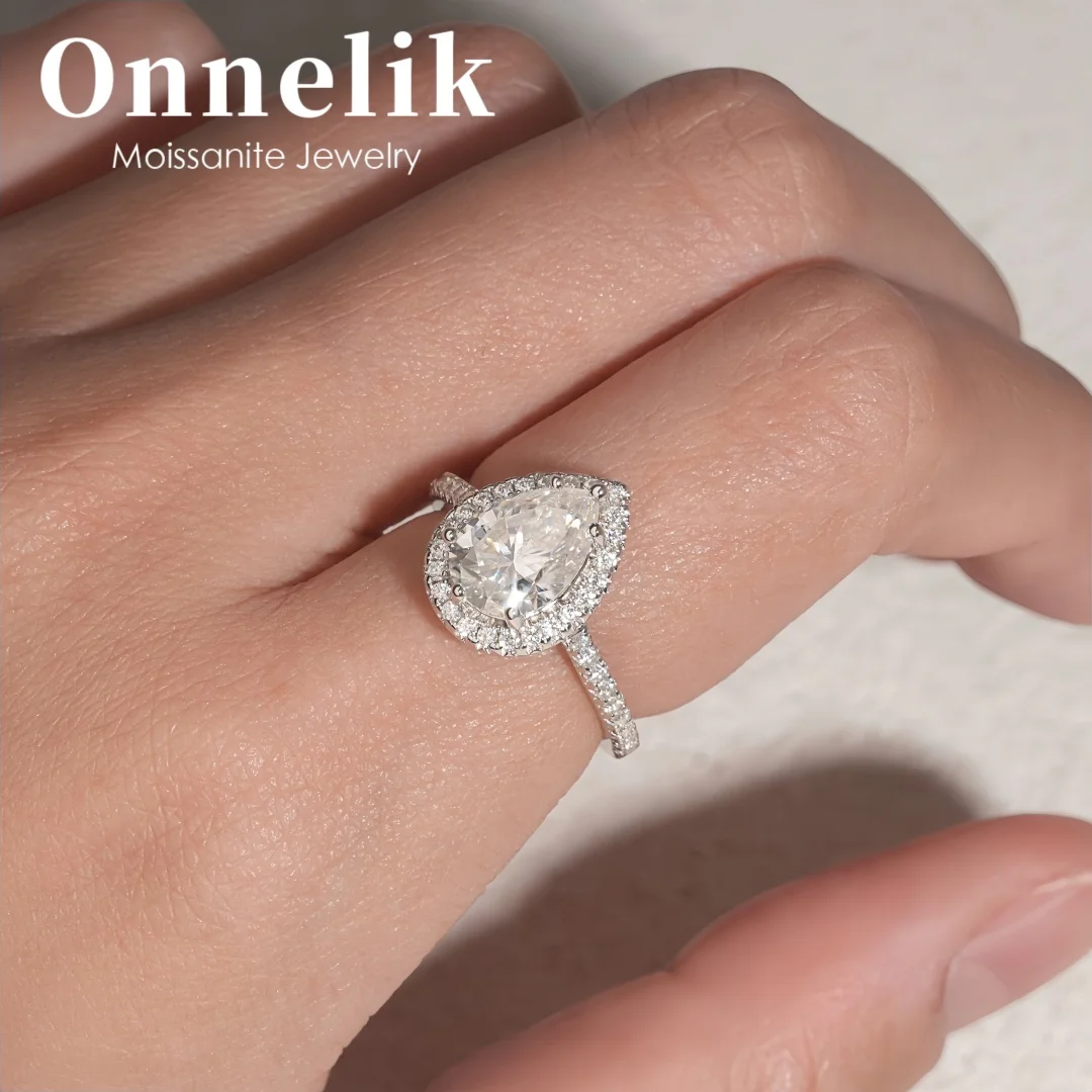 

Onnelik S925 Sterling Silver VVS1 2ct Moissanite Wedding Anniversary Ring Unique Unisex Proposal Jewelry for Elegant Best Gift