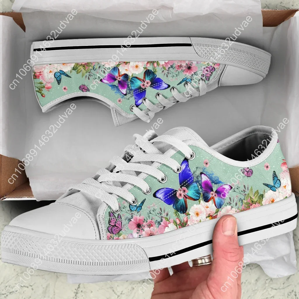 Damesschoenen Zomer Nieuwe Paarse Vlinder Ademende Plankschoenen Casual Schoenen Canvas Schoen Veterschoenen Lage Top Damesschoen