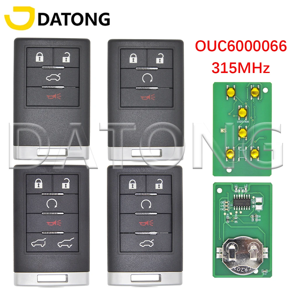 Datong World Car Remote Control Key For Cadillac Escalade EXT ESV 2007-2014 OUC6000066 315MHz Keyless Card Entry Smart