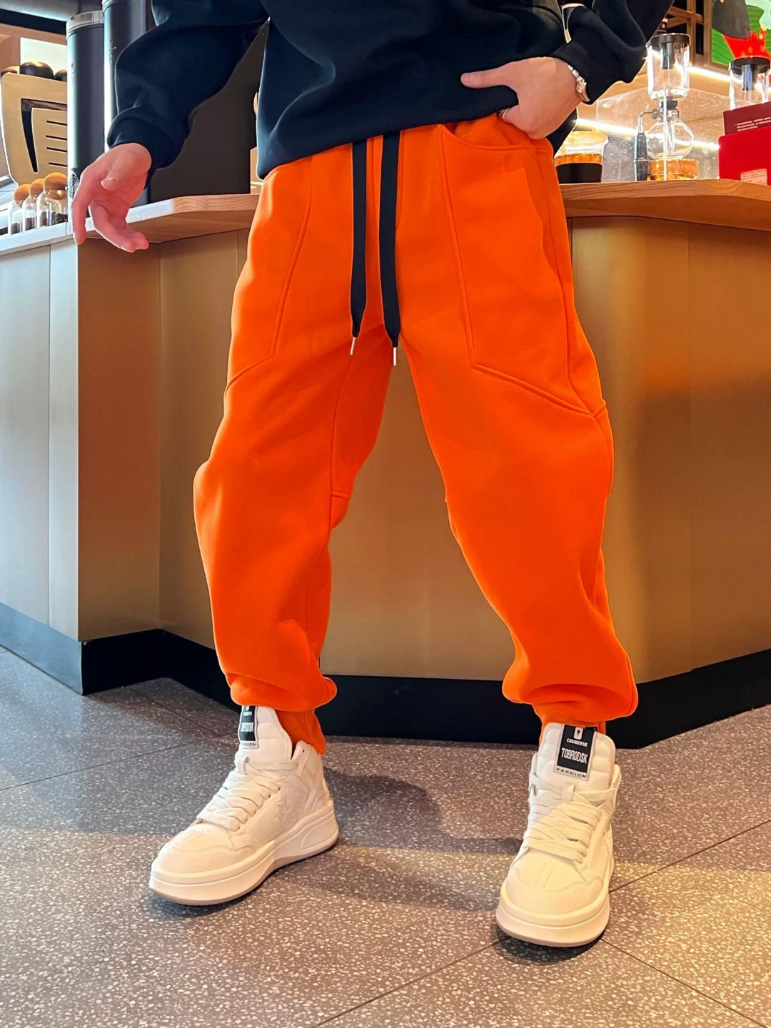 

Orange Color Men's Casual Trousers Faionable All-Match Exercise Square Dancing Sports Sweatpants Youth ular Long Pants