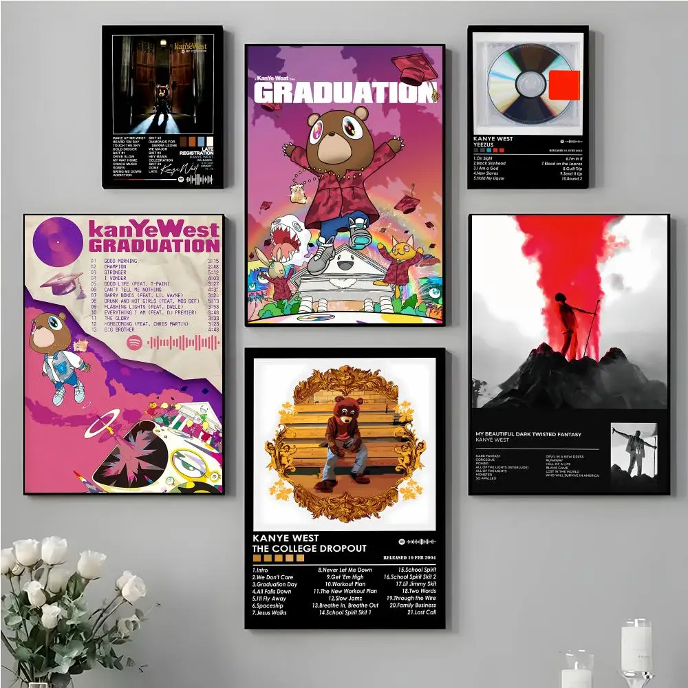 K_Kanye Fashion W_West Poster Perfect Sticker Self Adhesive Art Designed for Home Dining Office Spaces