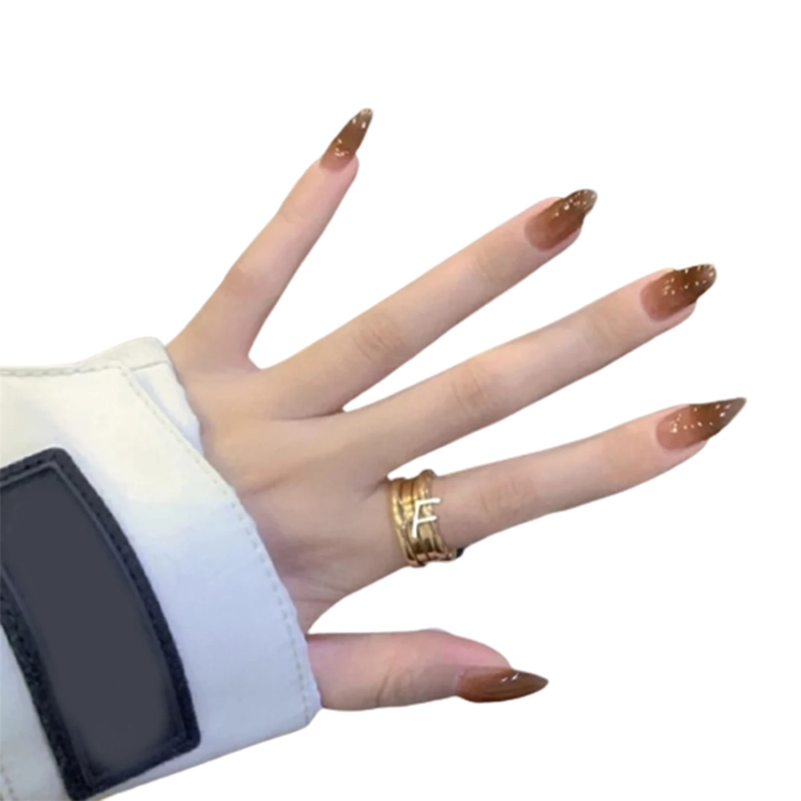 Nail Beauty With Champagne Gradient Fashion Detachable Elegant One Time Glue Style For All Women In Daily Life