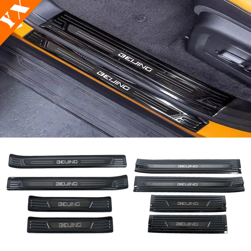 For Baic BJ40 40L 40PLUS Accessories 2024 Stainless Black Silver Garnish Car Door Sill Scuff Plate Welcome Pedal Protection Trim