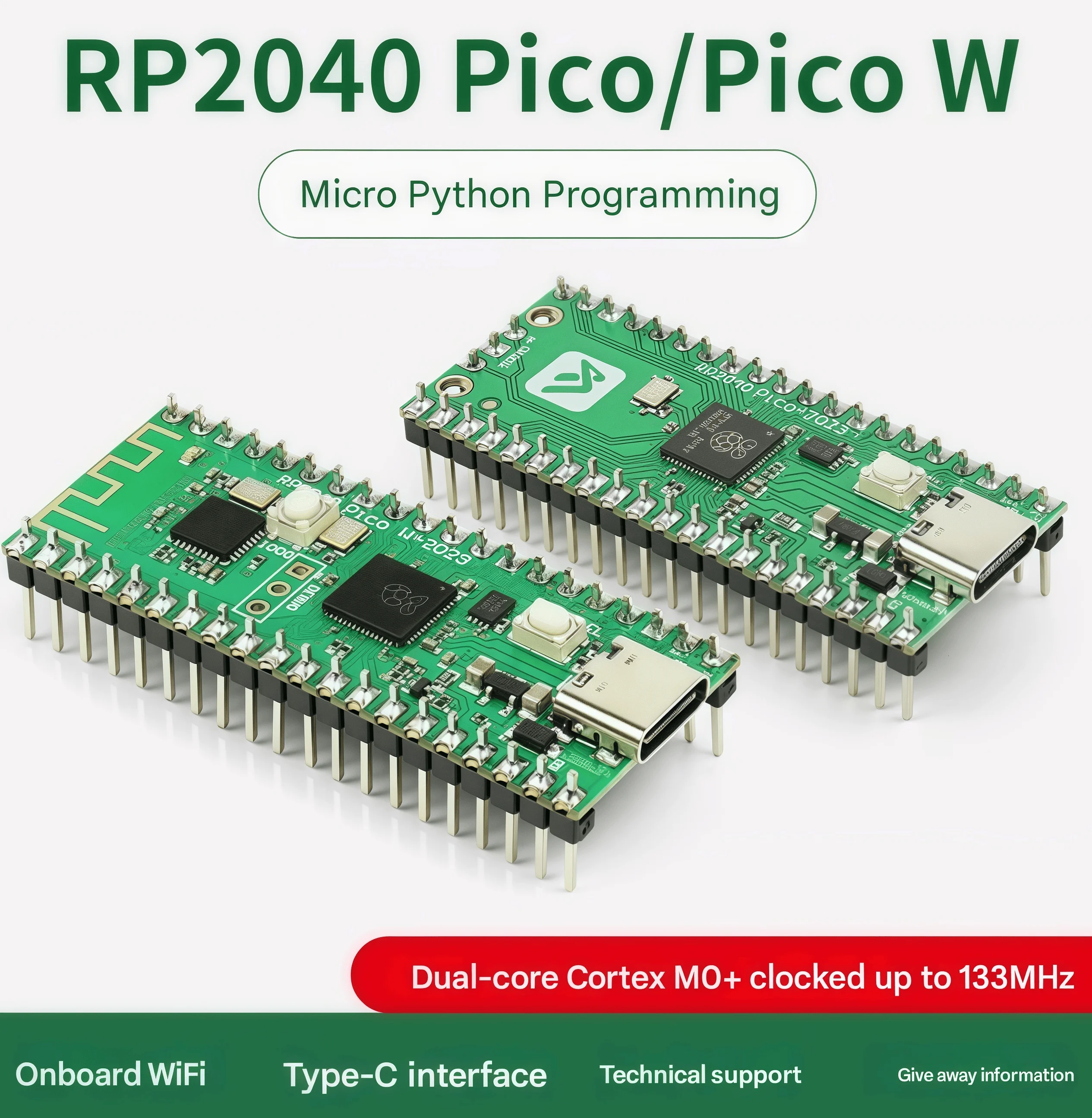 RP2040 Pico/pico 2/pico 2w لوحة تطوير Raspberry Pi ثنائي النواة برمجة مايكرو بيثون