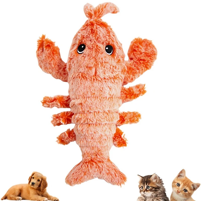 Floppy Lobster Dog Toys Plush Jumping Lobster Interactive Toy Motion Activated Moving Pet Toy, Plush Pet Chew Toy