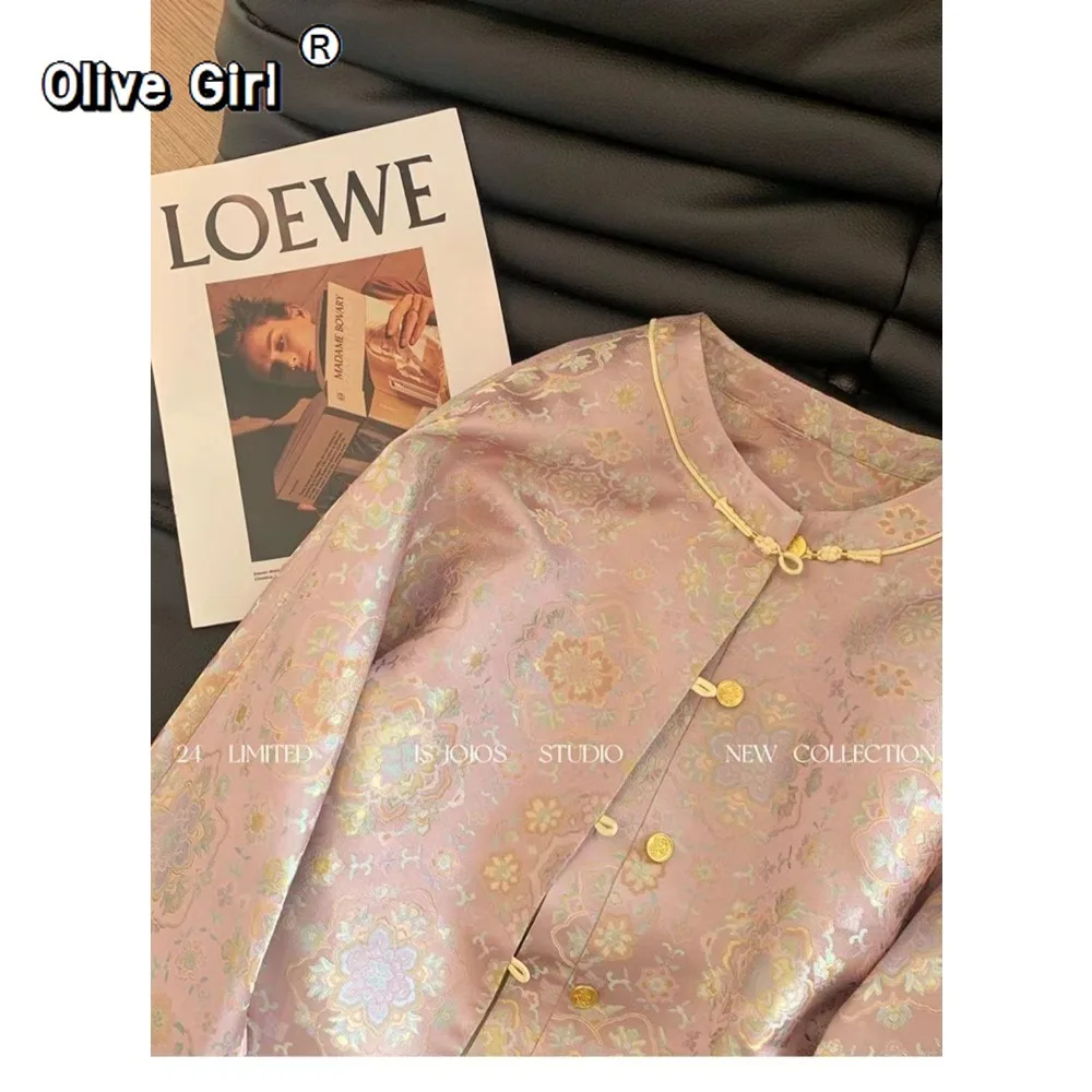 سترة جاكار معطف الملابس النسائية 2026 ربيع خمر الصينية الساتان الجاكار مزاجه الأعلى