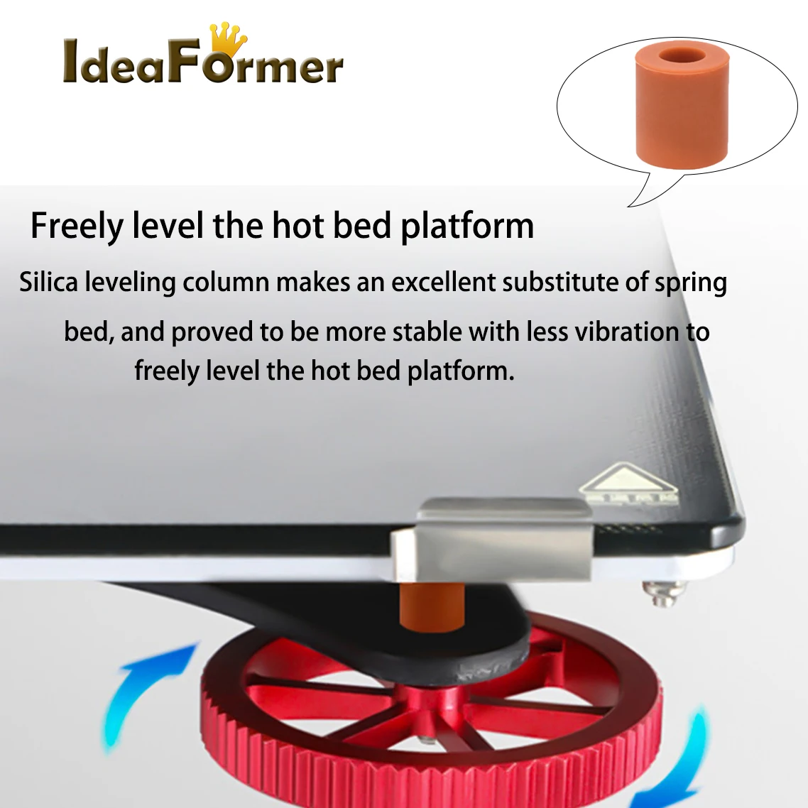 IdeaFormer 4 pièces colonne de nivellement de lit chaud d'espacement solide en Silicone haute température pour CR-10 CR10S Ender-3 Prusa I3 pièces d'imprimante 3D