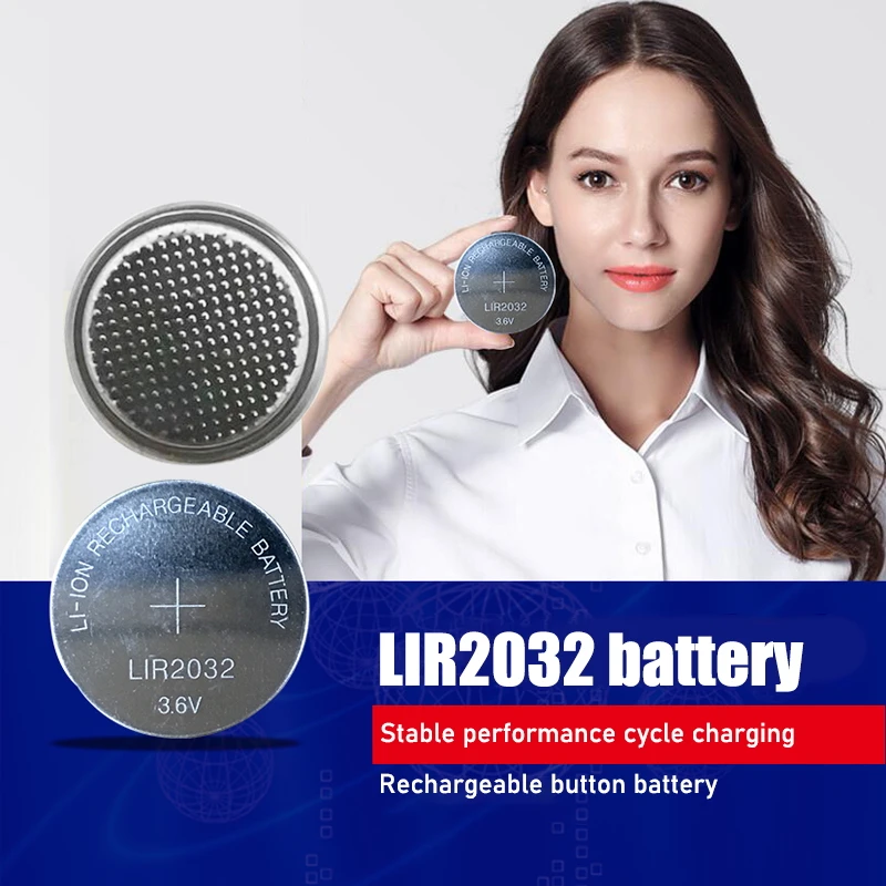 6 Stuks Lir2032 3.6V Knoopcellen Li-Ion Oplaadbare Batterij Lir 2032 Vervangt Cr2032, Lithium Muntcel Batterijen