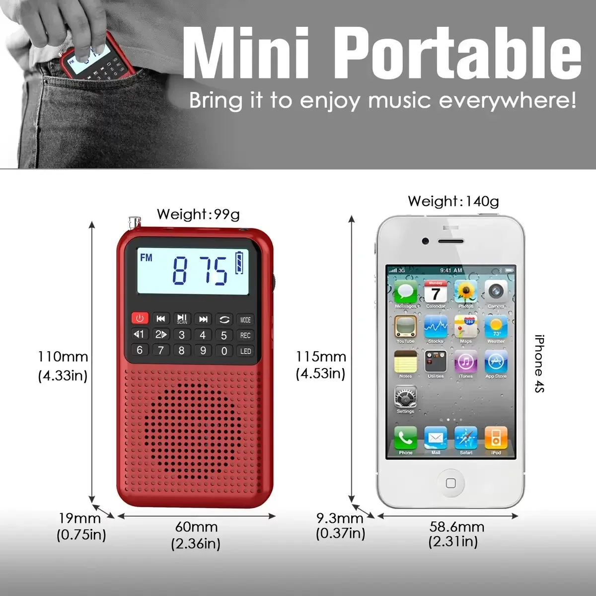 Digital Pocket Slim Portable Mini Fm Radio Music Box Support Voice Recording Function Bluetooth Speaker With SD Memory Card Slot