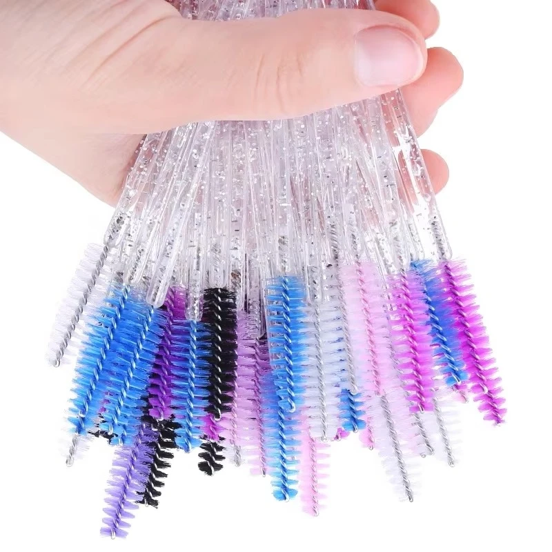 50pcs Silicone Gel Eyelash Brush Comb Eye Lashes Extension Mascara Wands Makeup Beauty Tools Disposable Makeup Brushes 1 Bag
