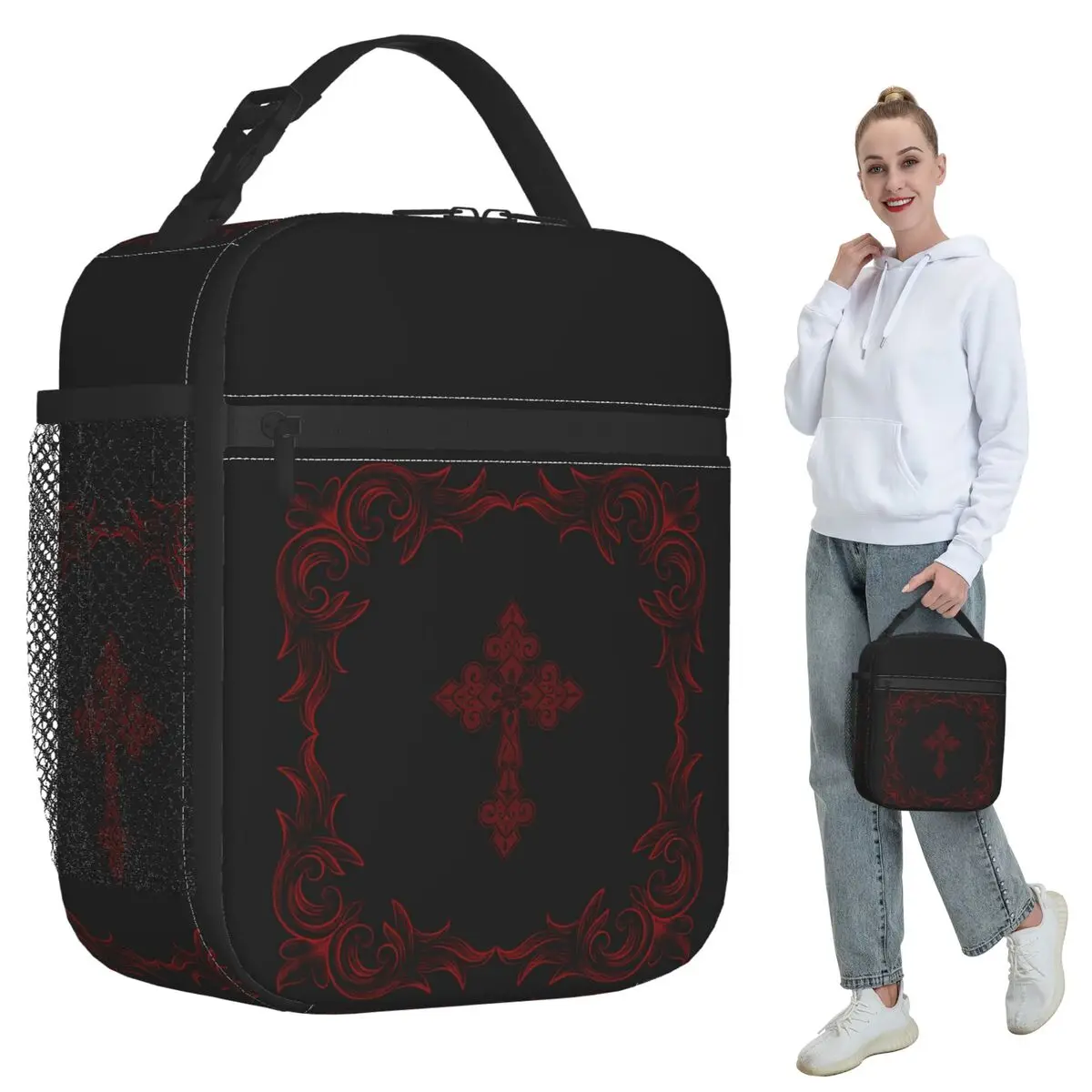 Gothic Vampire Halloween Haunted Mansion Insulated Lunch Bag for Kids School Cooler Thermal Food Box Tote Lunch Boxes Container