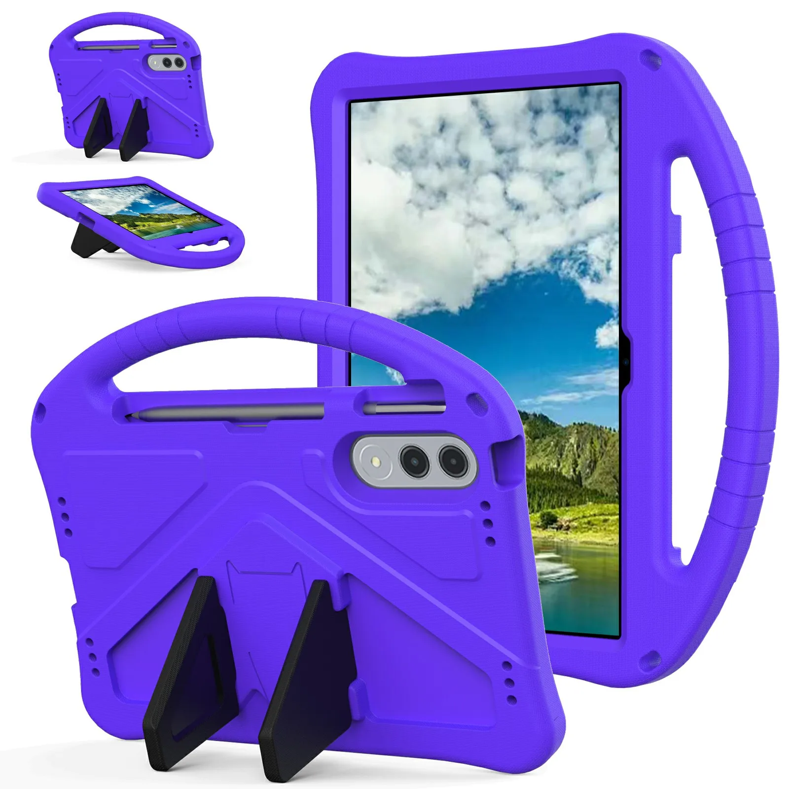 

For Lenovo Xiaoxin Pad Pro GT Case EVA Tablet Cover with Handle Kickstand Children Friendly - Purple