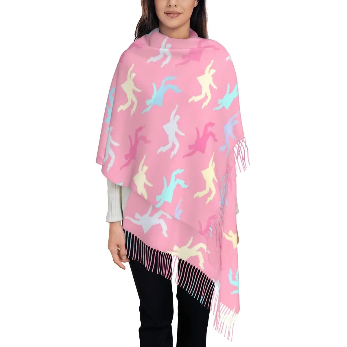 E-Elvis P-Presleys Pattern Shawl Wrap for Ladies Warm Long Soft Scarf Pashminas Tassel Scarves