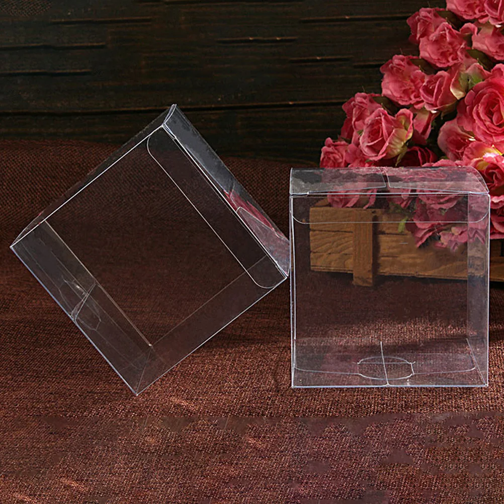

20Pcs Clear Treat Boxes Transparent Candy Storage Container Multipurpose Durable PVC Party Case Clear Treat Box