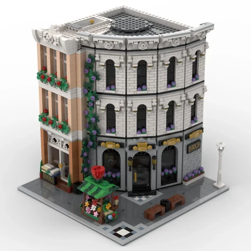 Street View Model Moc Building Bricks Curved Corner Birch Bank Technology Modular Blocks Gifts Christmas Toys DIY Sets Assembly