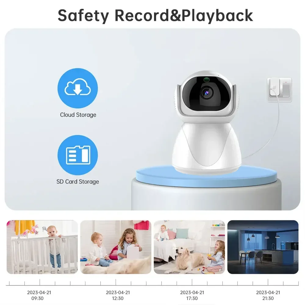 Câmera de Vigilância HD sem fio, WiFi, PTZ, IP, CCTV Security Protector, Smart Auto Tracking, Monitor do bebê, Tuya App, 5MP