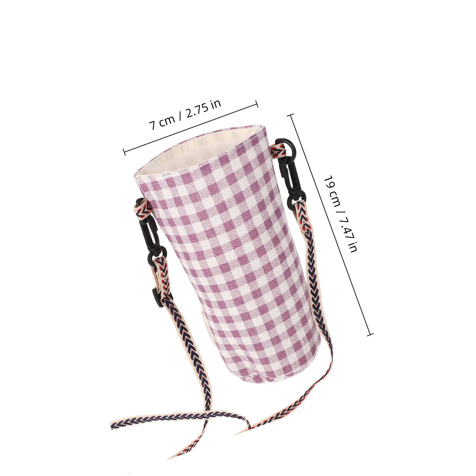 Water Bottles Holder Adjustable Shoulder Strap Insulated Cotton Linen Sleeve Outdoor Hiking Camping Crossbody Sling Carrier Bag