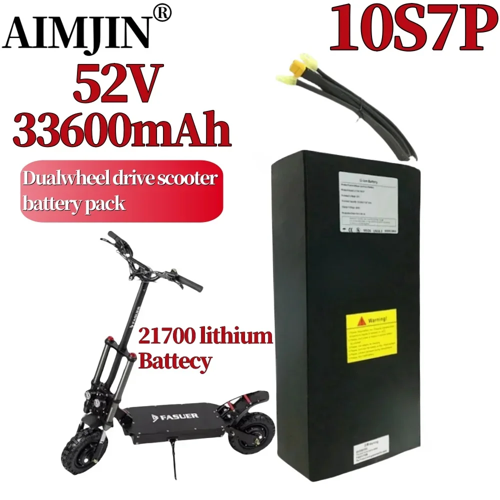 

14S7P 52V 33.6Ah Li-ion Rechargeable Battery Pack 21700 33600mAh Dual Port Fast Charging,for Dual Drive Scooters Replace battery