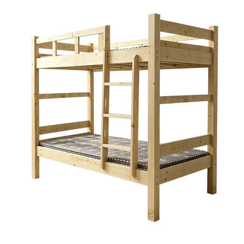 Solid wood bed staff apartment dormitory high and low bed small apartment child and mother bed adult children two-layer wooden