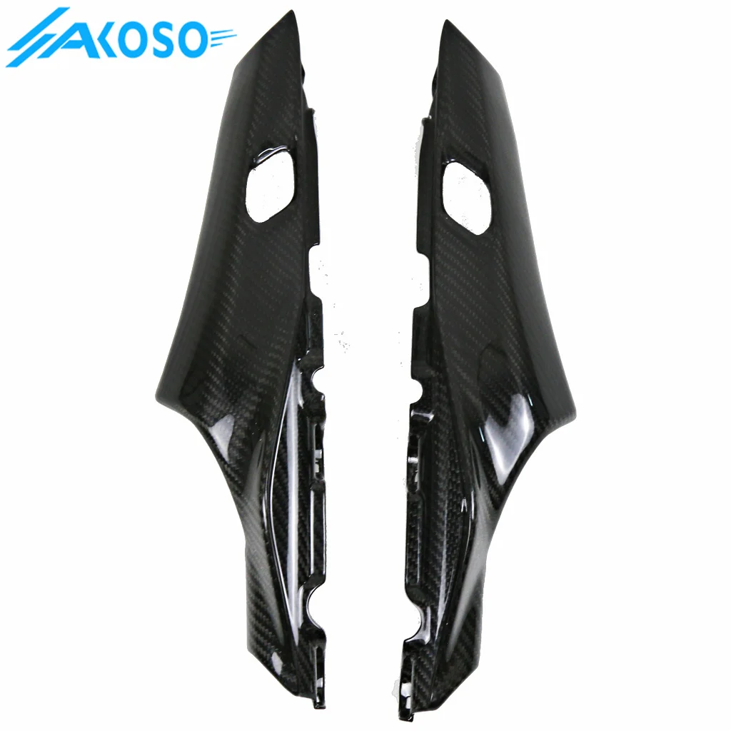 AKOSO ريال ألياف الكربون دراجة نارية المقعد الخلفي القلنسوة الحرس الذيل مقعد لوحات جانبية هدية ل MT09 FZ09 2021-2024