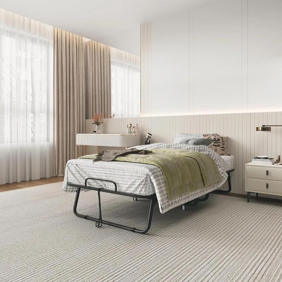 سرير قابل للطي مع مرتبة سرير ضيوف محمول قابل للطي للبالغين 75 × 31 Ih سرير نهاري مزدوج الحجم مع ذاكرة ممتازة 5 Ih