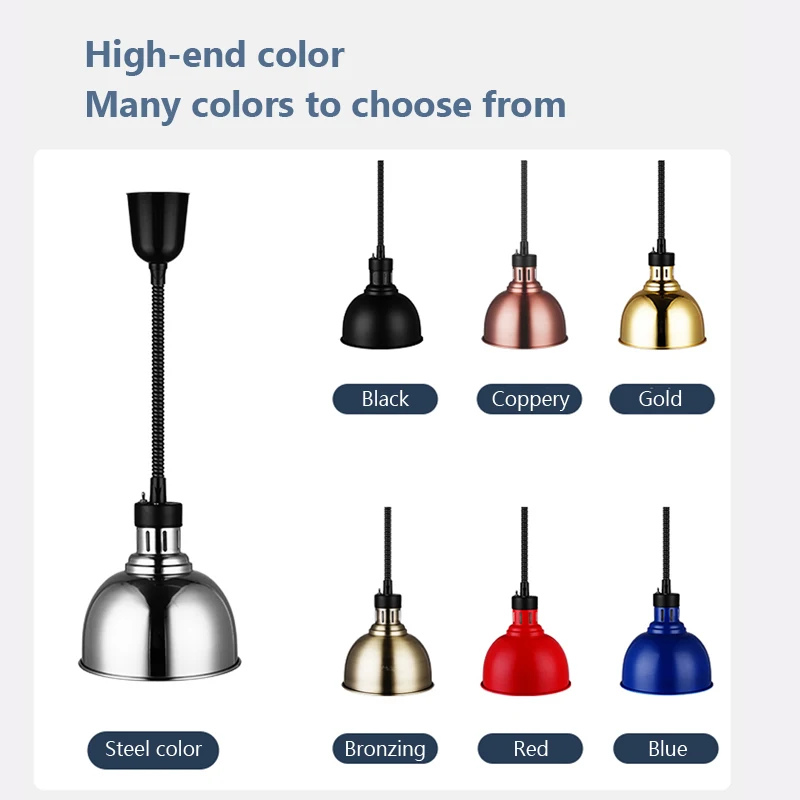 250W Food Heating Chandelier Modern Indoor Single-Head Telescopic Light for Buffet Food Heating Insulation Multi-Color Restauran