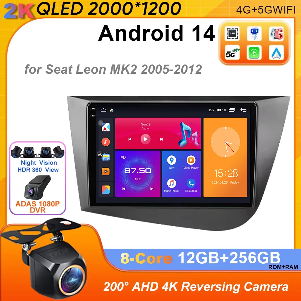 

Android 14 Car Radio For Seat Leon 2 MK2 2005-2012 Android Multimedia Navigation GPS Carplay Video Gps 4g Player Stereo DSP