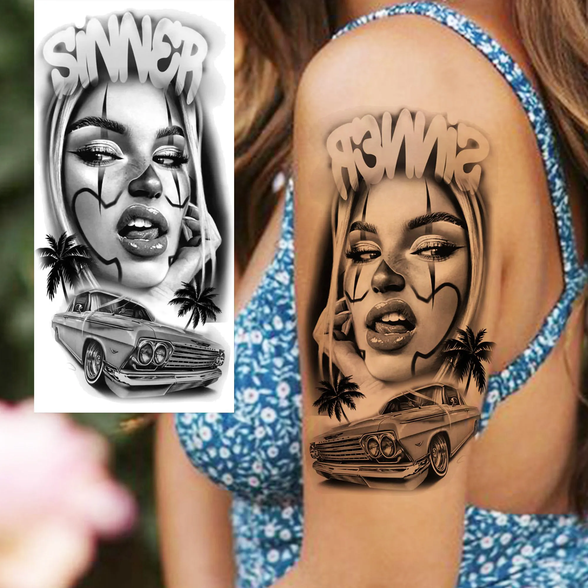 1 Sheet Trendy Cool Robber Gangster Temporary Tattoos For Adults Bad Guy Rebel Tatoos Waterproof Realistic  Fake Tattoo Stickers