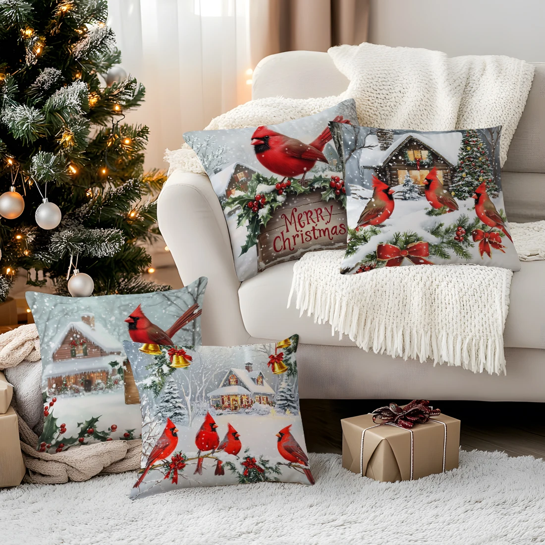 

Vintage Bishop Christmas Pillowcase Printed Polyester 45x45cm Throw Pillowcover Decorative Sofa Cushion Pillowslip Home Decor