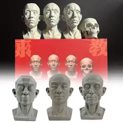 Art Plaster Portrait Teaching Aids Simulation Flat Head Learning Practical Plaster Mini Portrait Sketch Version Tool Resin L9D3