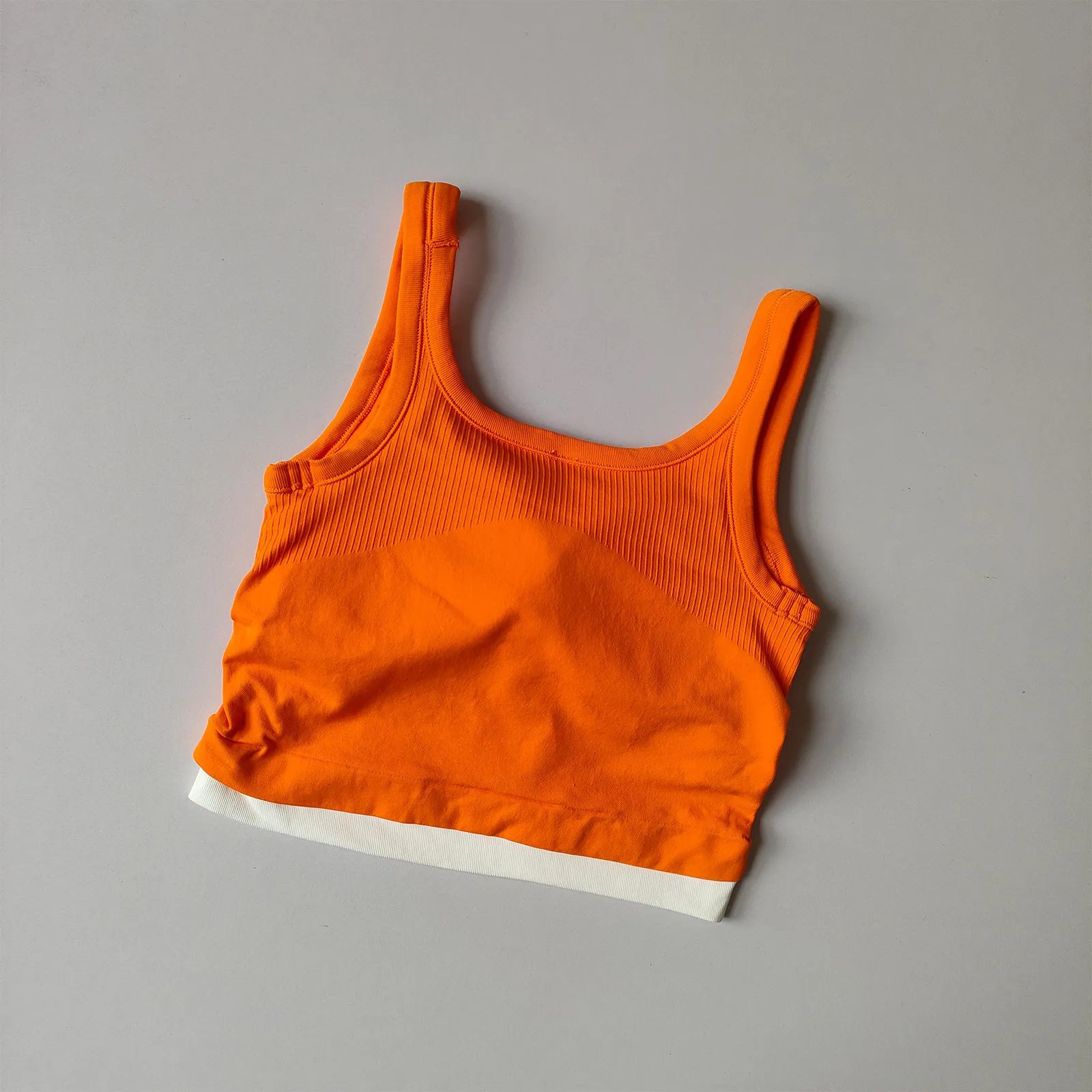 Women Color Block U‑Back Racerback Sports Bra Quick Dry Side Boob Control Yoga Tank Top For Running Fitness Outer Wear