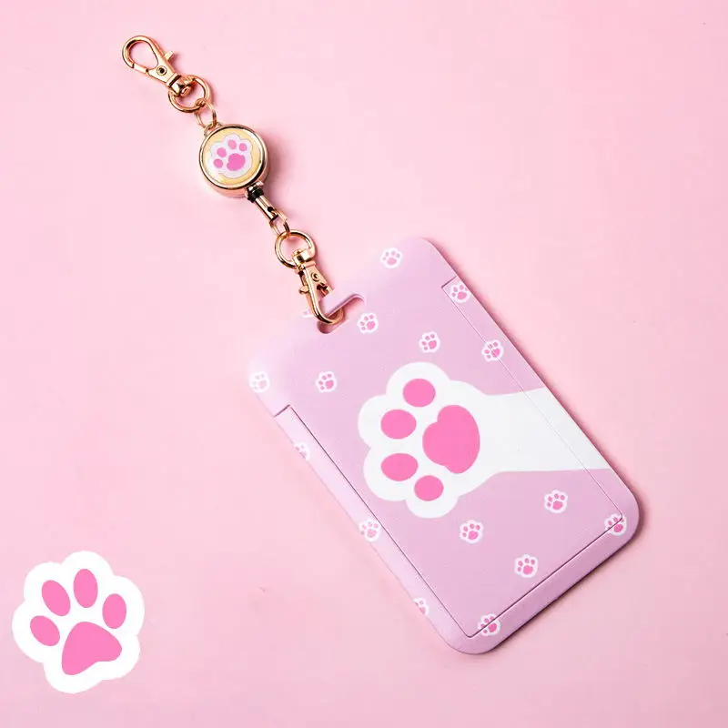 JESJELIU Cute Cartoon Claw Pattern Credit Card ID Holder Badge Doctor Nurse Student Card Set Work Card Cover Card Set Keychain