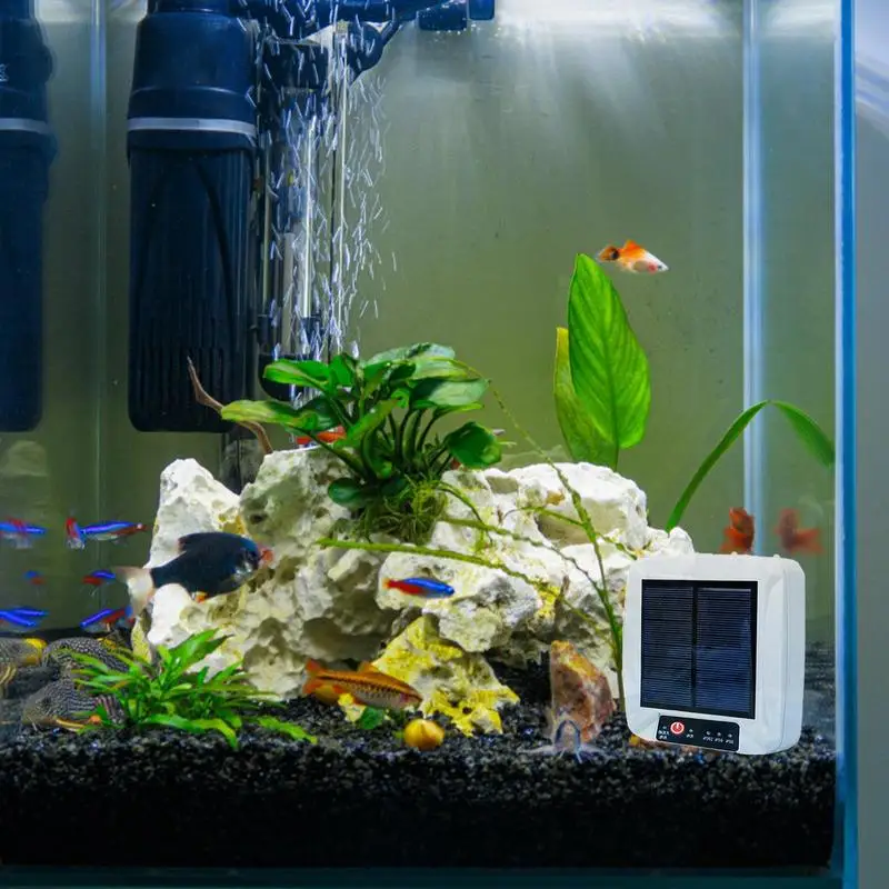 Aquarium Air Pump Aerator Fish Tank Pump Fish Tank Aerator With 4 Outlets Quiet Oxygen Pump USB/Solar Charging Aeration Supplies