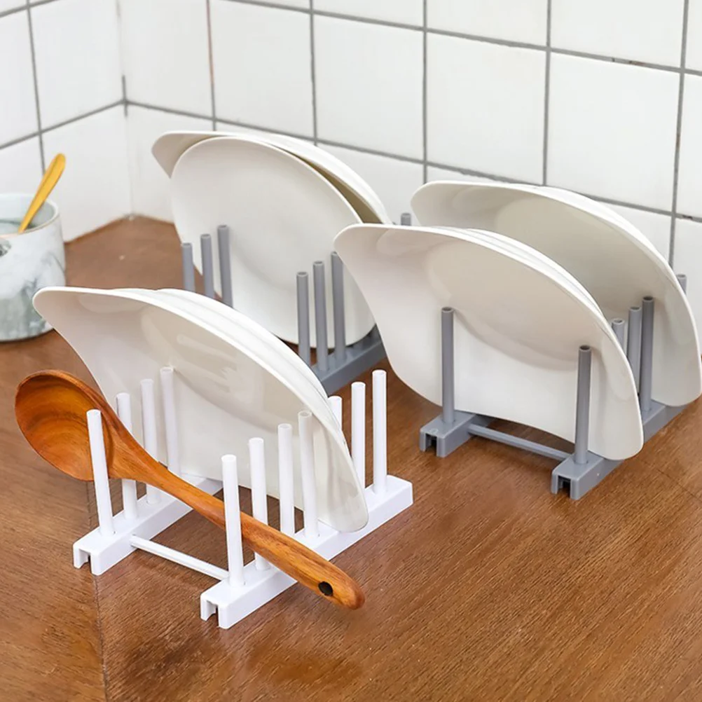 

Dish Rack Kitchen Storage Rack White Plastic Material Kitchen Cabinet Organizer for Plates Bowls Cookware Drying and Storage
