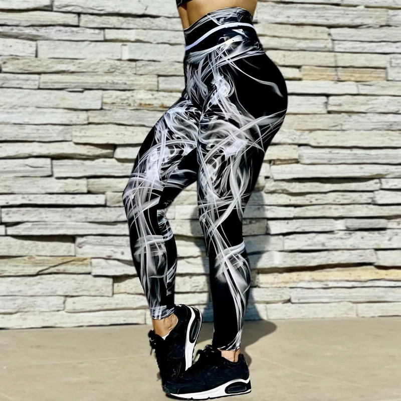 

Krisnanas Woman Clothes Yoga Sportwear Pants 2025 Printed Gym Workout Leggings High Waist Hip Lifting Tights Pencil Pant 93880