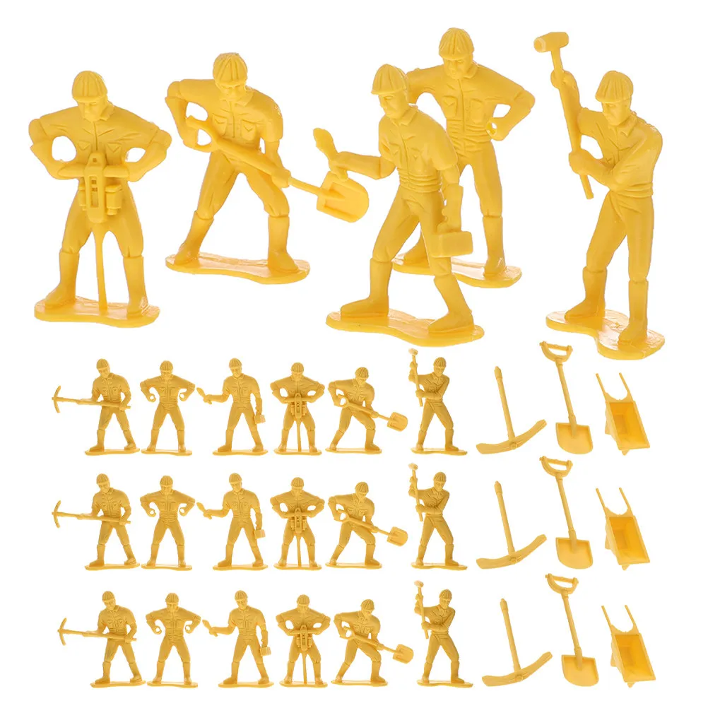 63Pcs Miniature Construction Worker Realistic Engineering Scene Interactive Learning Play Set for Kids Home School Repair Tools