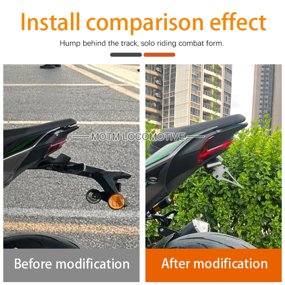 FOR Kawasaki Z900 Modified Foldable Integrated Short Tail Light, Turn Signal, Multifunction License Plate Bracket 2025-