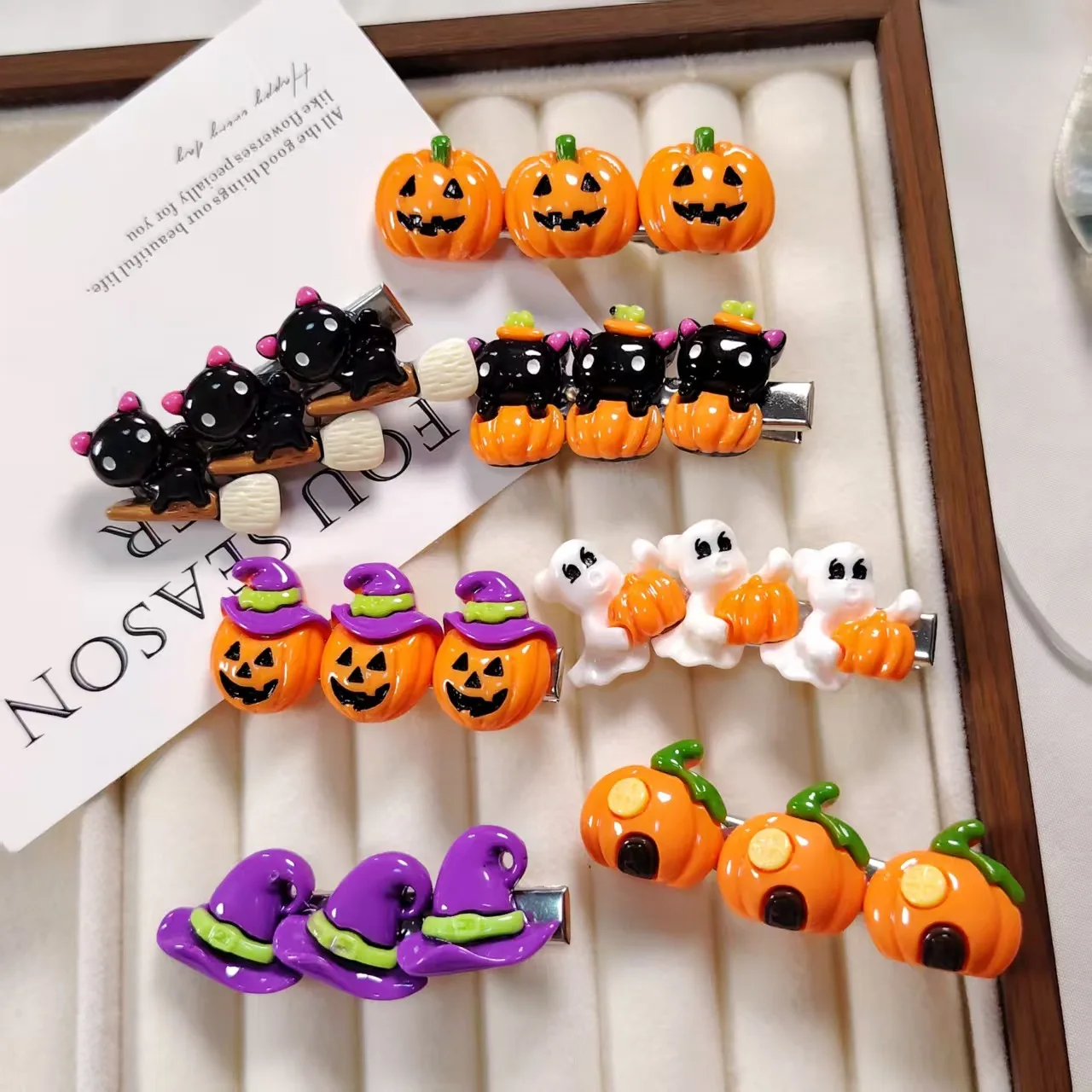 2pcs Halloween Pumpkin Hair Clips Cartoon Ghost Witch Hat Duckbill Clips for Kids Festival Party Costume Side Hair Accessories