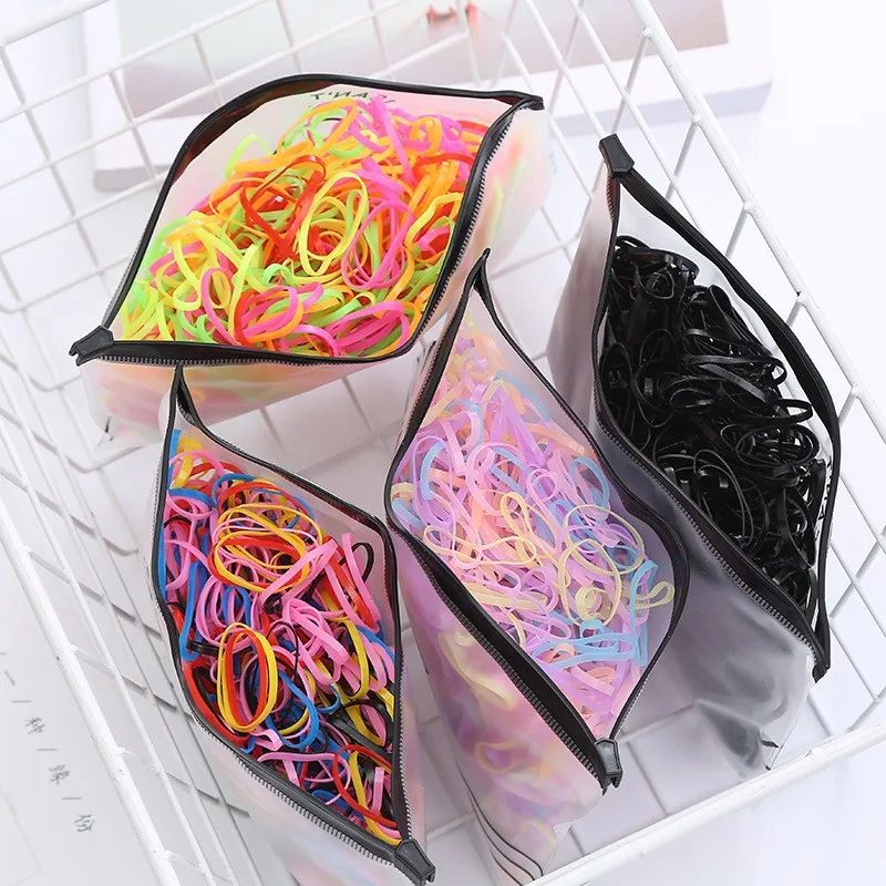 500pcs /1000pcs Children\'s Rubber Band Color Small Rubber Band Thickened Girls Baby Girls Hair Tie Rope Random Delivery