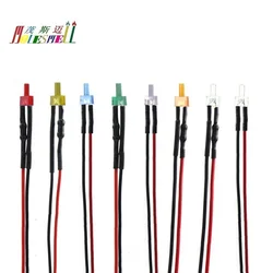 10pcs 2mm 3V DC Flat Top Diffused/Water Clear LED Light Set Pre-Wired Wired Red Yellow Blue Green White Orange Warm White Lamp