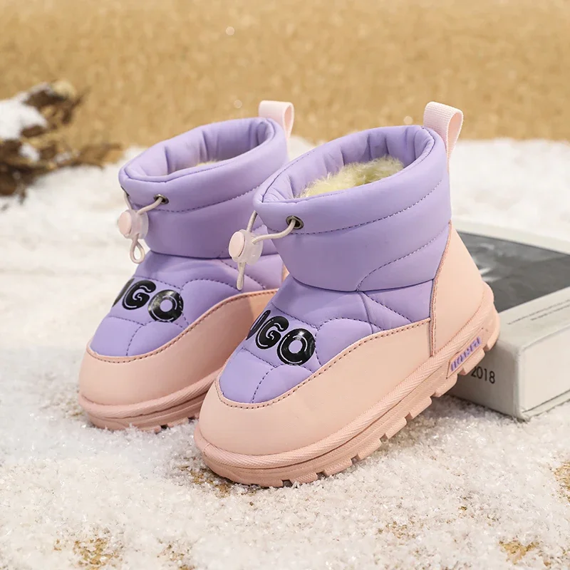 Children Snow Boots Short Plush Shoes Girls Boys Boots Water Proof Soft Comfort Trendy All-match Wear-resistant Kids Cotton Shoe