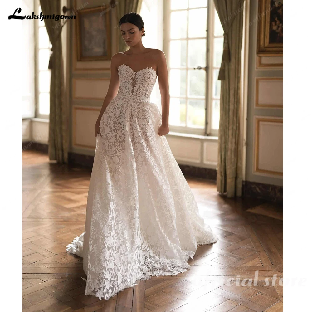 Lakshmigown Vollspitze A-Linie Lange Hochzeitskleider 2027 Neues Sweetheart-Hochzeitskleid für die Braut Ballkleid Maßanfertigung – Detail 6