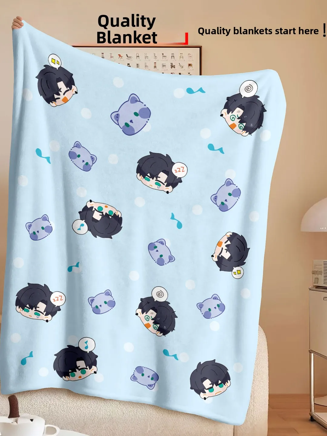 

Warm Casual Charlie Su Qi Office Air Conditioner Cover Blanket Fleece Polyester Velvet Cartoon Printed Blanket for Home And O...
