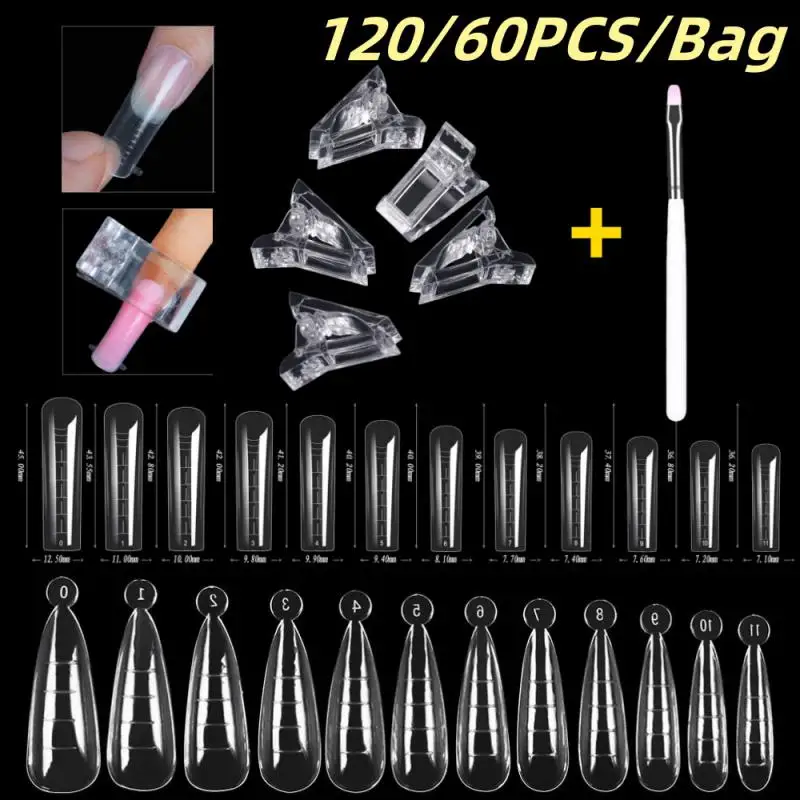 Full Cover Sculpted Nail Tips Plastic Extension Forms For UV Gel 120/60pcs Extension False Nail Tips Fake Nail False Nail Form