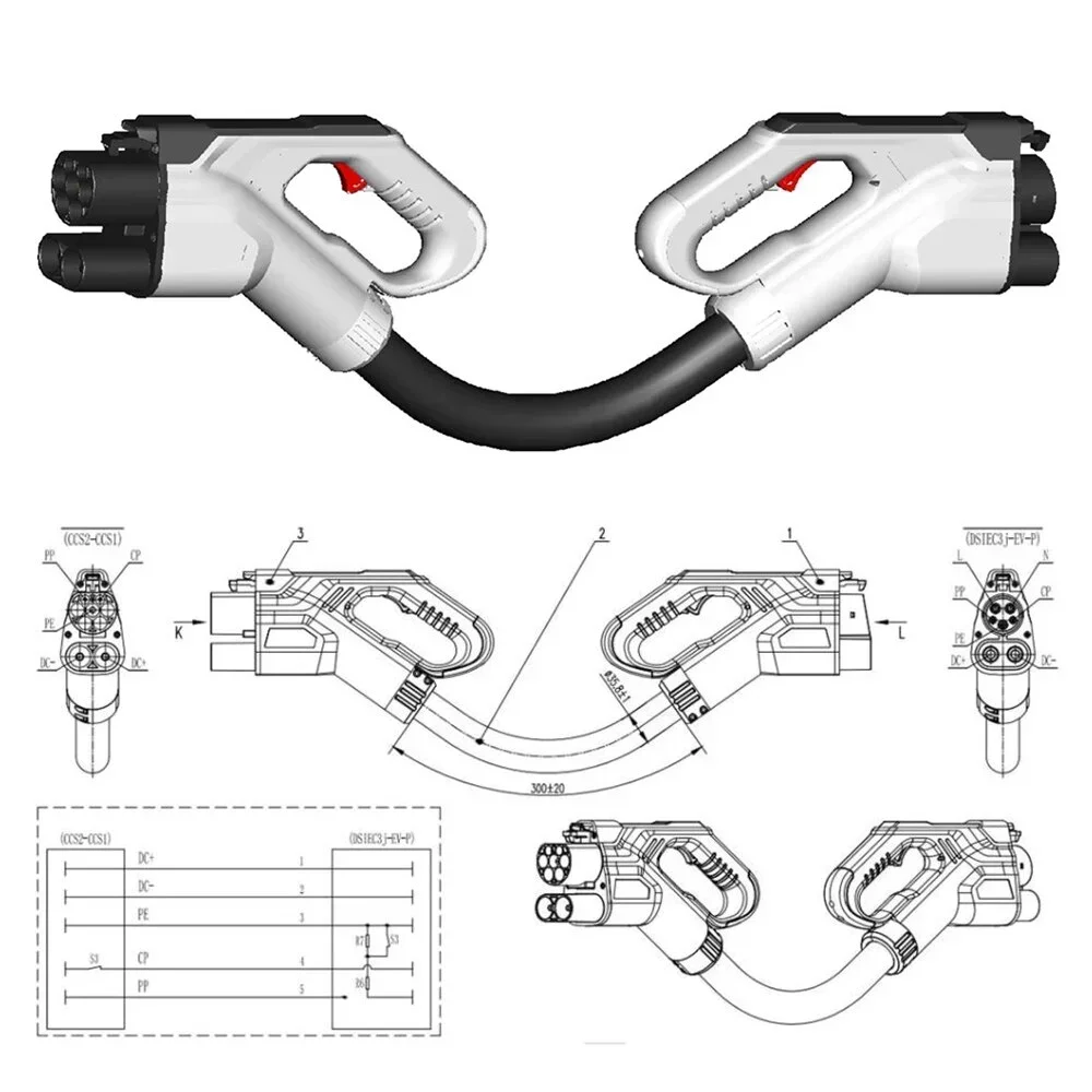 1000v Combined Charging System Combo2 Connector Ccs 2/combo 2To Ccs 1/combo 1 Adapter CCS1 CCS2