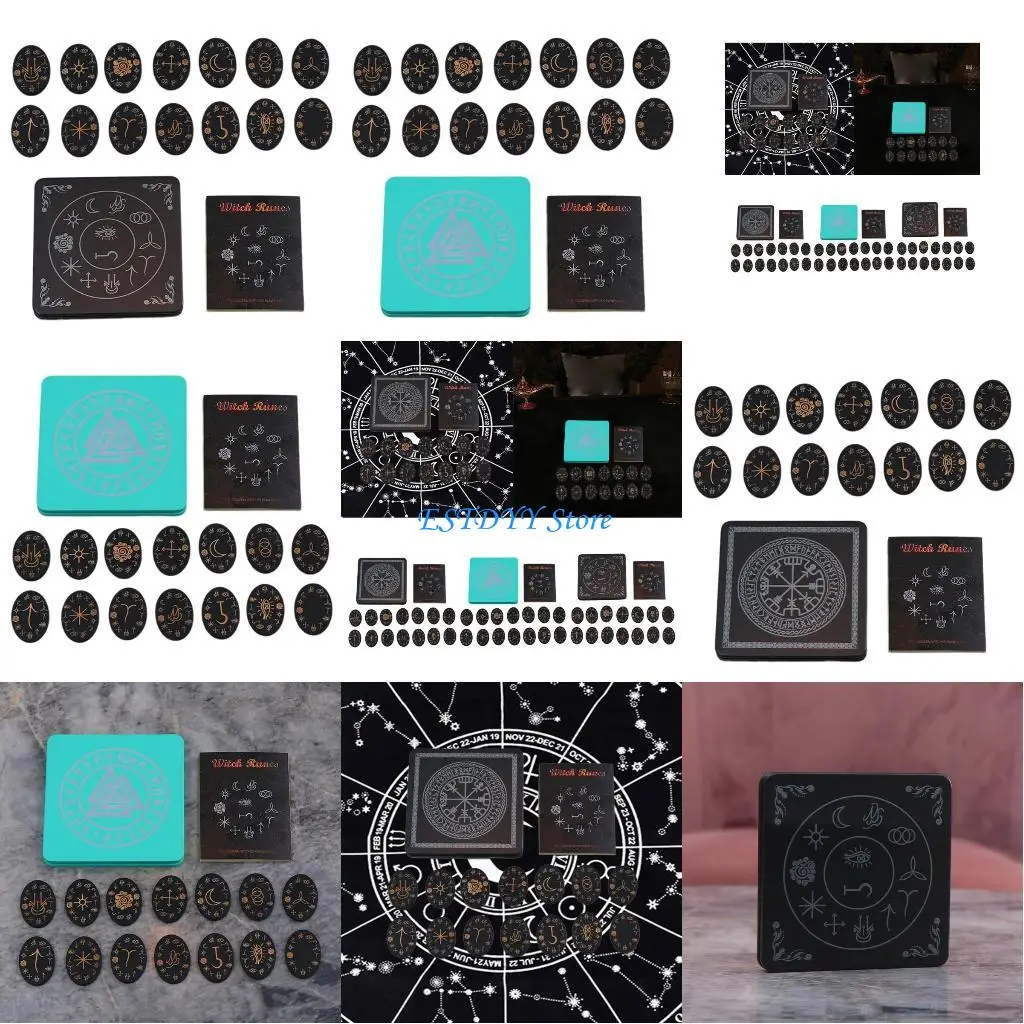 بطاقة رون G6DE للتأملات والتنبؤات بطاقة رون مصنوعة يدويًا من الخشب رمز محفور لقراءة الطالع والترفيه