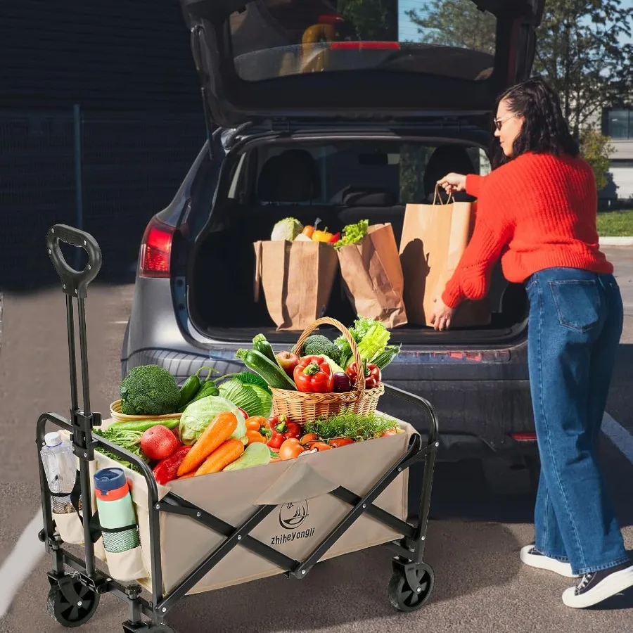 عربة عربة قابلة للطي محمولة ذات سعة كبيرة للشاطئ شديدة التحمل قابلة للطي مع عربة عجلات AllTerrain عربة قابلة للطي لـ #2