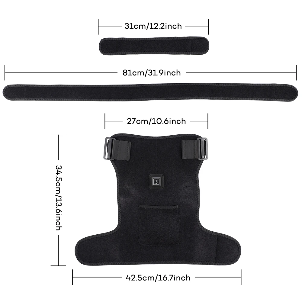 660nm Red Light Heating Shoulder Brace 3 Temperature Levels USB Shoulder Support Belt Strap For Joint Care Muscle Relaxation